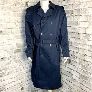 Vintage 80s 90s Bellissimo Double Breasted Navy Trench Coat